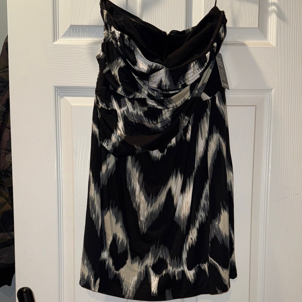 Express Strapless Black and White Dress